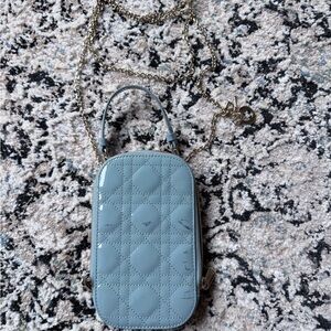 Lady Dior Call'in Dior Phone Holder patent blue